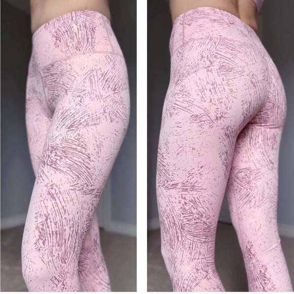 Zyia Active Pink Etching Light n Tight Hi-Rise 7/8 Leggings Size 4 Mocha - Picture 1 of 7